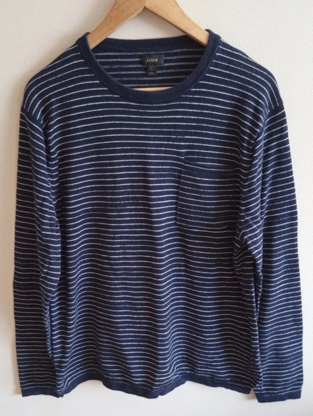 J. Crew 100% Cotton Striped Crewneck Long Sleeve Shirt Size Large